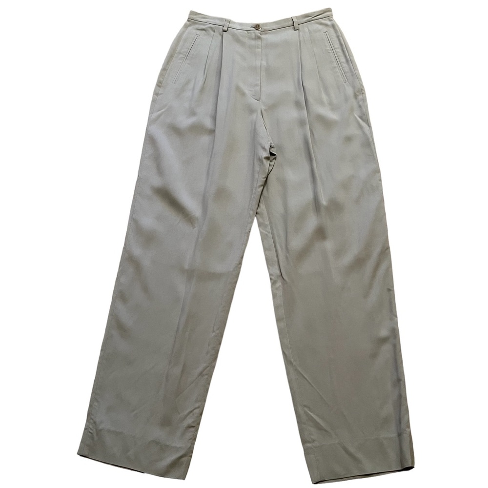 Giorgio Armani Cream/Tan Pleated Silk Blend Vintage Trouser 44/8